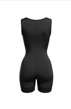 Black shapewear bodysuit on a white background